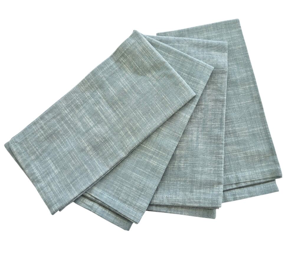 Vintage Pier ! Cloth Napkins Set of 4 New Chambray Light Teal Beach Nautical
